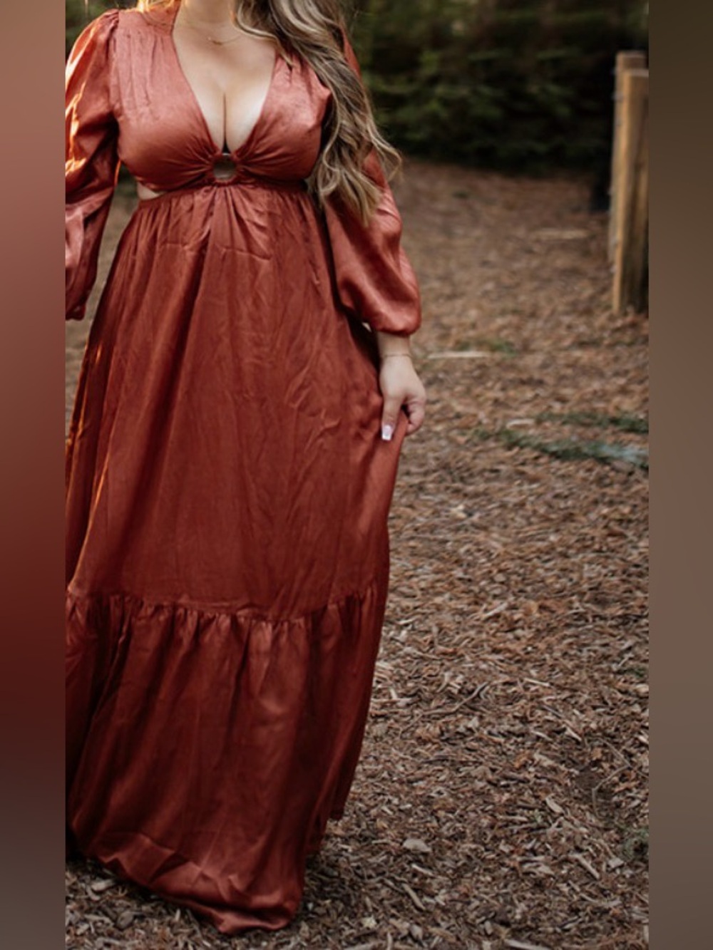 Peach Love California Rust Cutout Long Maxi Dress